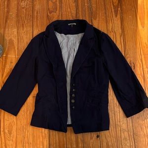 Navy cropped 3/4 sleeve blazer